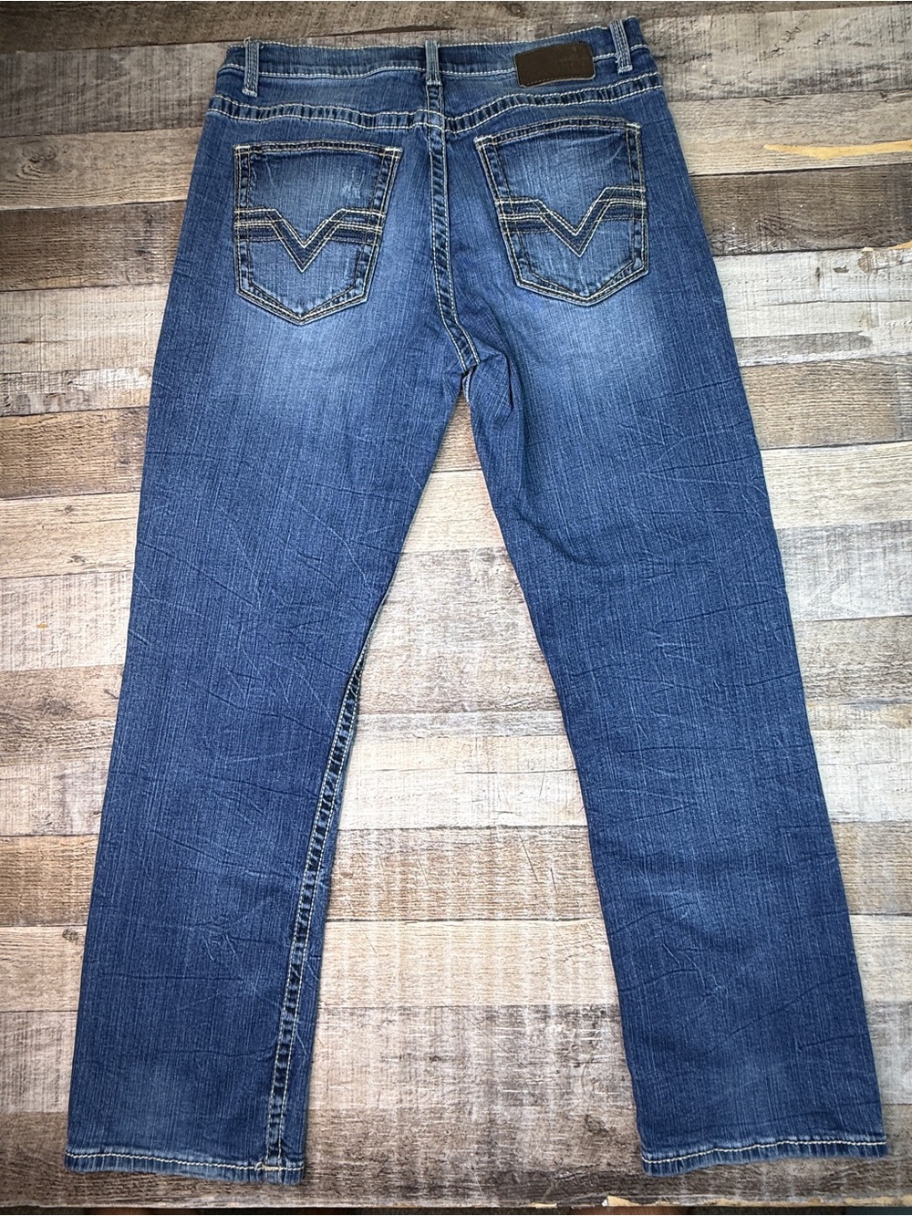 BKE Tyler Mens 33R Straight Men's Blue Denim Jeans Straight Fit Cowboy